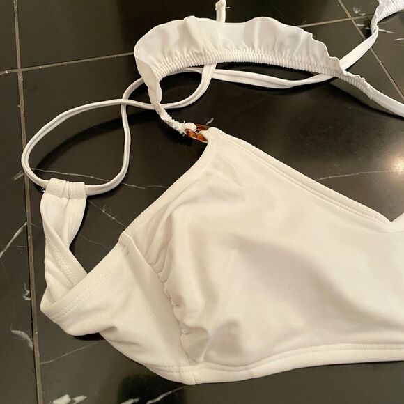 Xhilaration tie back swimsuit top in white sz L - Picture 4 of 5